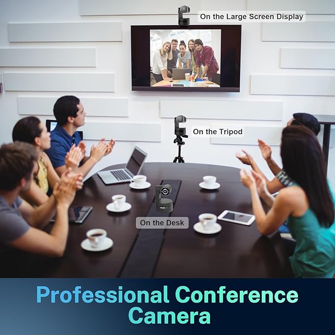 WAAWO USB C Webcam PTZ Webcam, 4K Streaming Web Camera with Folded Bracket, 3X Digital Zoom with Remote Control, One Click Mute for Privacy Protection, Works with Zoom,OBS,TikTok,YouTube,etc