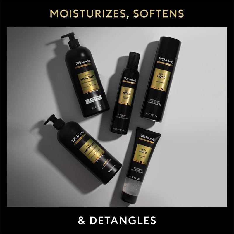 TRESemmé Travel Essentials, Rich Moisture Shampoo and Conditioner Set, Hydrating Hair Detangler with Hyaluronic Acid, 3 Oz Ea