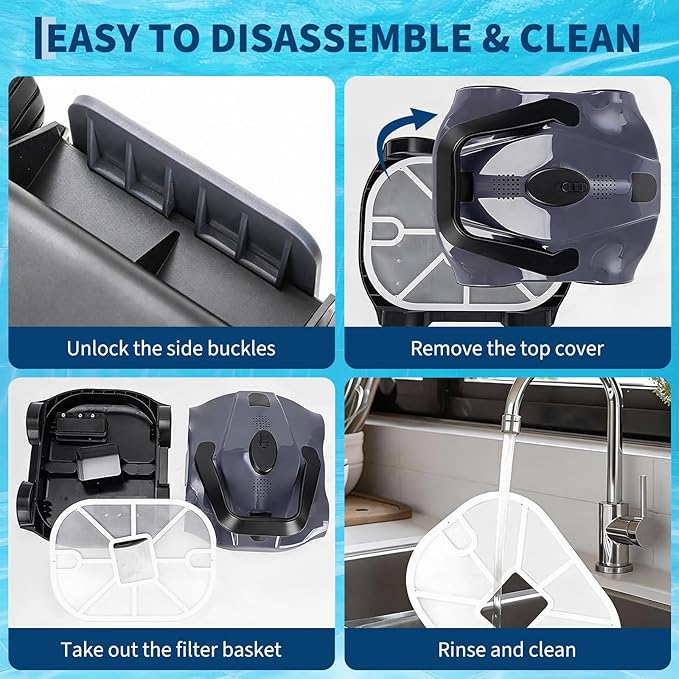 Robotic Pool Cleaners Cordless Robotic Pool Cleaner for Above Ground Pools - 130 Min Runtime, Self-Charging, Cleans Up to 860 Sq Ft, Lightweight & Portable Design