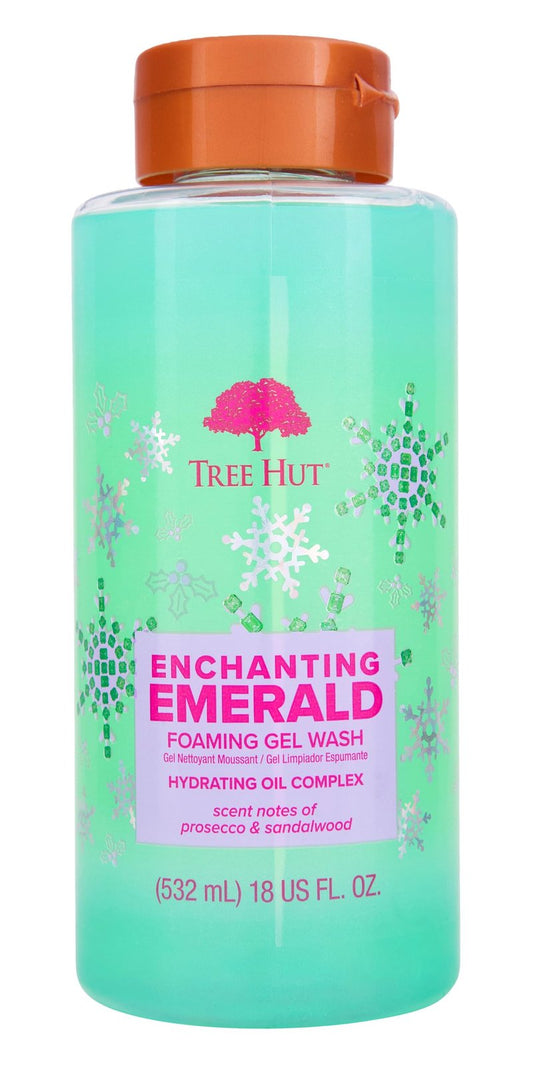Tree Hut Enchanting Emerald Foaming Gel Wash | Cleanse & Soothe Skin Without Stripping Moisture | Made with our Hydrating Oil Complex | Limited Edition Holiday | 18 fl oz.