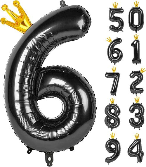 Black 40-Inch Number 6 Balloon - Perfect for Wednesday Birthday Party Decorations | Black Party Supplies