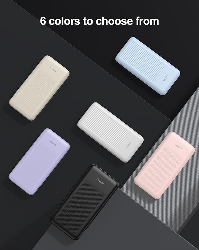 Ansody 2-Pack 10000mAh Power Bank Fast Charging, 22.5W Compact USB C Portable Charger with 2 Outputs & 2 Inputs, LED Display Battery Pack Compatible with iPhone Samsung iPad Tablets, Purple & Beige