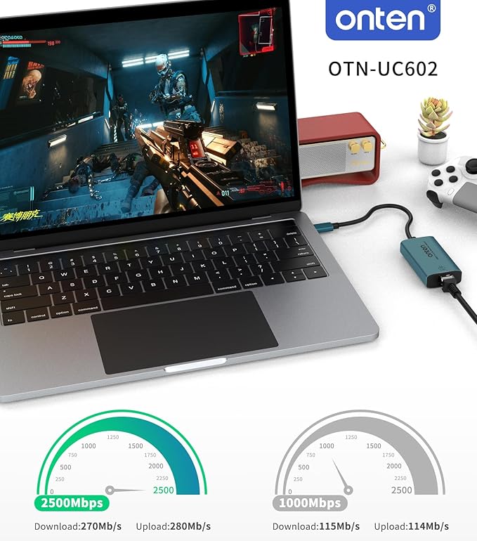 USB-C to Ethernet Adapter - 2.5Gbps High-Speed,2500MbpsType-C to RJ45 Ethernet LAN Network Adapter Thunderbolt 4/3 Compatible, for iPhone 15 Pro/Max, MacBook Pro/Air 2023, iPad Pro,iMac and More
