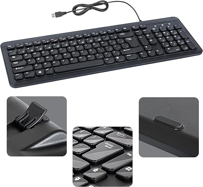 Retail Digitals Wired USB Keyboard | Full-Sized | Ergonomic | Soft Typing | QWERTY Layout | Black