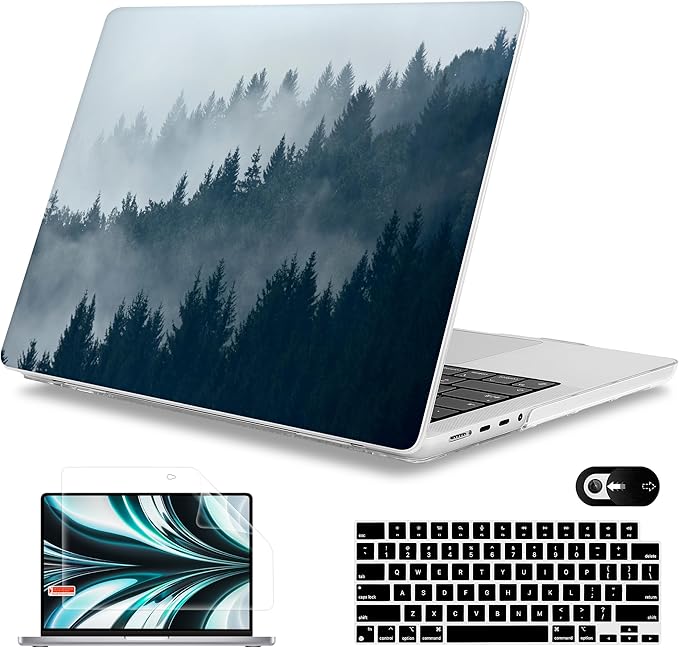 Mektron Case for 2026 M5 MacBook Pro 16 inch A3429 A3428 M4 A3403 A3186 M3 A2991 M2 A2780 M1 A2485 (2021-2025) Pro/Max with Liquid Retina XDR, Hard Shell Plastic Laptop Cover, Misty Forest C132