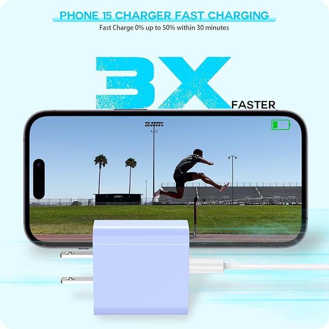 Apple iPhone 17 16 15 Charger Fast Charging [Apple MFi Certified]3Pack 20W USB Type C Charging Block with Long 6 FT Fast Charging Cable for iPhone 17/17 Air/16Pro/Pro Max,iPhone 15/15 ProMax/Plus/iPad