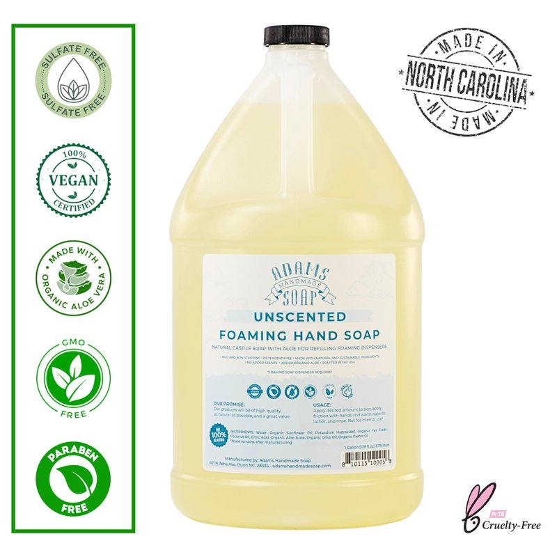 Adams Handmade Soap Thin Castile Foaming Liquid Hand Soap 1 Gallon Refill - Unscented