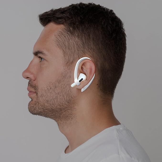 ICARERSPACE 2 Pairs AirPods Ear Hooks for AirPods Pro 2, Pro, 4, 3, 2 & 1 - Upgraded Anti Slip Sports Clip Hooks - White