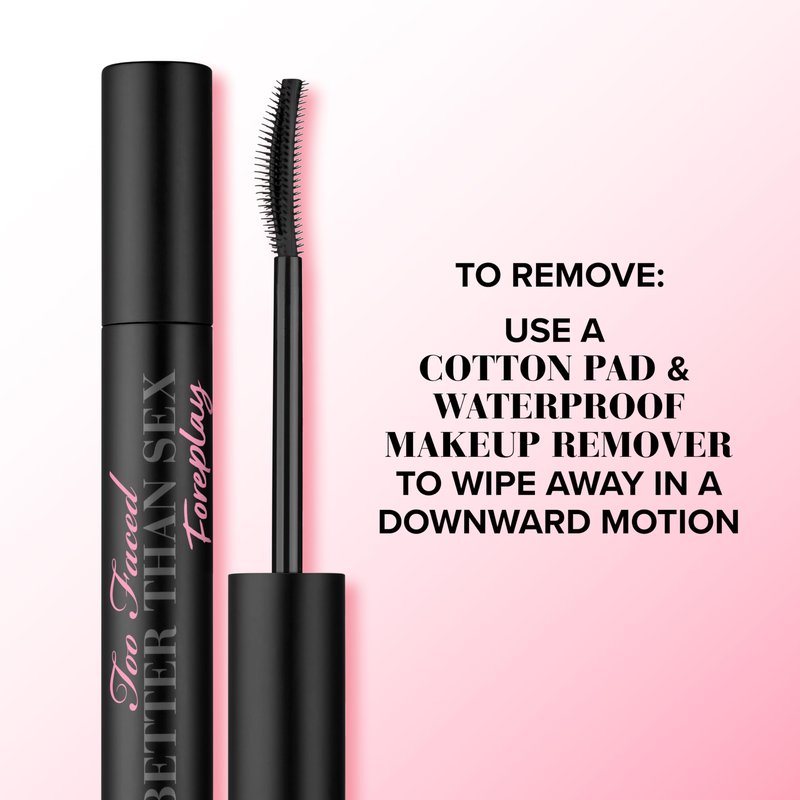 Too Faced Better Than Sex Foreplay Mascara Primer | Waterproof Eyelash Primer for Volume and Length | Nourishing Argan Oil + Grape Seed Oil Formula, Black, 0.27 Fl Oz
