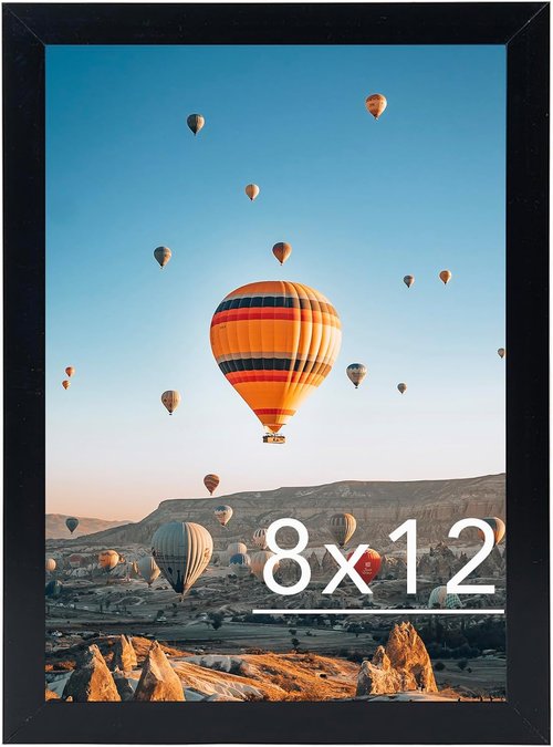 JCJMY 8x12 Black Picture Frame - Versatile Wall & Tabletop Display with Shatter-Resistant Plexiglass