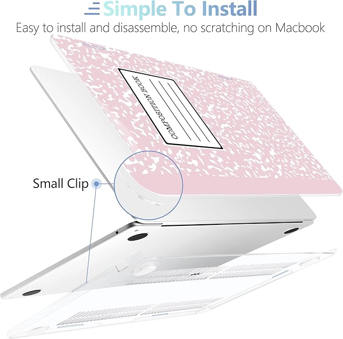 MEEgoodo Case for M5/M4/M3/M2 MacBook Air 13 inch Case 2026 2025 2024 2022, Fit Model A3449/A3240/A3113/A2681, Laptop Hard Shell Compatible with MacBook Air 13.6-inch, Pink Composition Book