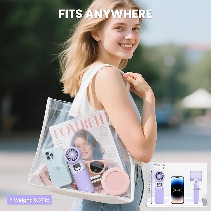 KITWLEMEN AMACOOL Portable Handheld Turbo Fan丨5 Speed Foldable Hand Fans丨Max 20 Hours Runtime丨Rechargeable Mini Pocket Cooling Fan for Travel, Outdoor Activities, Gifts for Women