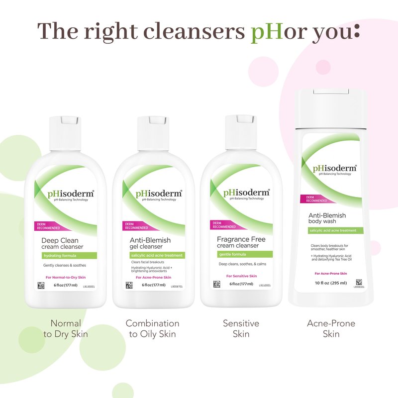 pHisoderm Anti-Blemish Salicylic Gel Cleanser For Acne, pH Balanced Clears & Prevents Breakouts, Free From Parabens, Sulfates, Mineral Oil, Soap, Alcohol & Dyes, 6 Fl Oz (3 x 6 fl oz)