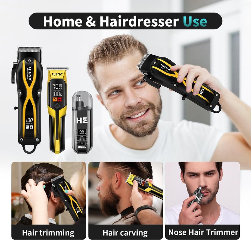 Professional Hair Clippers for Men - Electric Barber Clipper Set with LED Display | Complete Hair Trimmer Kit
