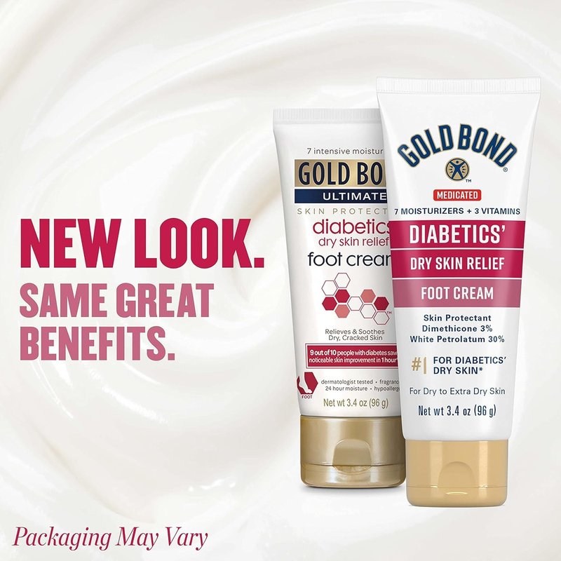 Gold Bond Ultimate Diabetics' Dry Skin Relief Foot Cream 3.4 oz., Soothes Skin Discomfort - Pack of 2