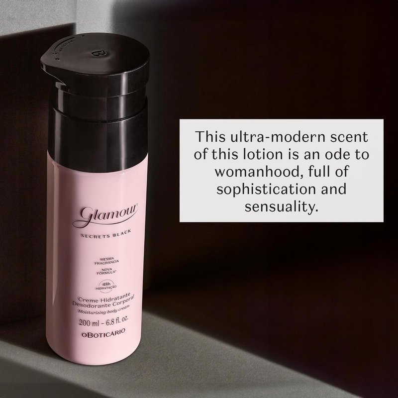Glamour :: Secrets Black Moisturizing Body Cream, 48-Hour Cream Moisturizer Lotion, 6.7 Ounce