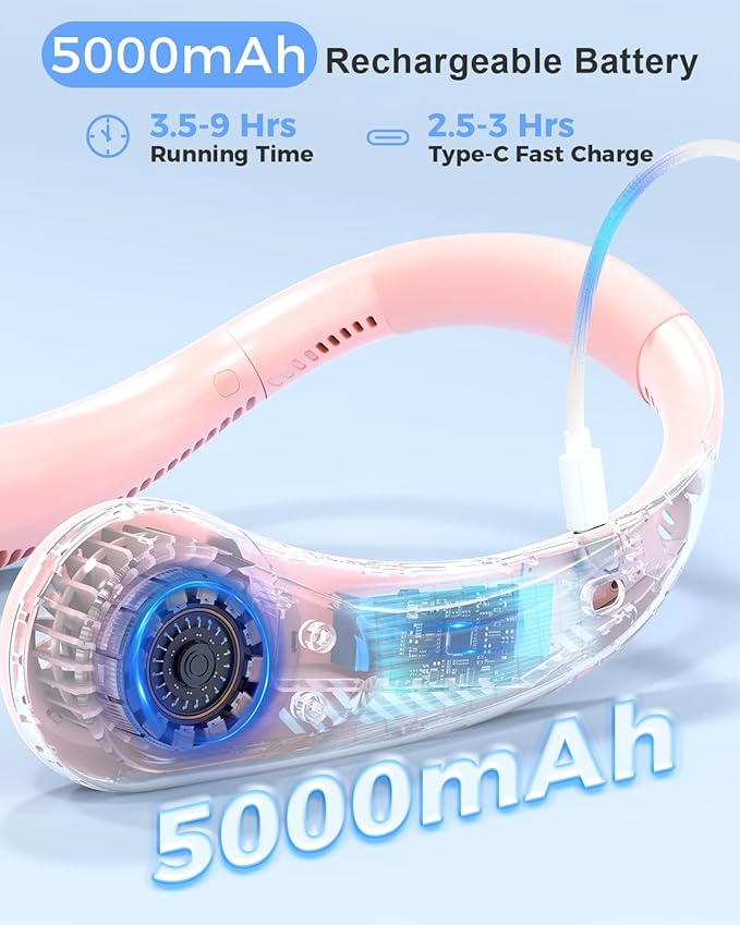 Portable Bladeless Neck Fan, Mothers Day Gifts for Mom Women Hot Flash, Birthday Gift for Men Dad Father Teacher, Wearable Cooling Fan Rechargeable for Camping Travel Beach Golf Cruise Essentials 2026
