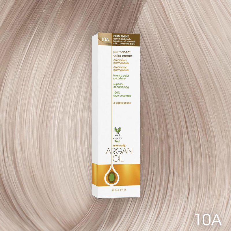 One N' Only Permanent Hair Color - Argan Oil Hair Dye for Rich Tones & Gray Coverage - 10A Lightest Ash Blonde (3 oz)