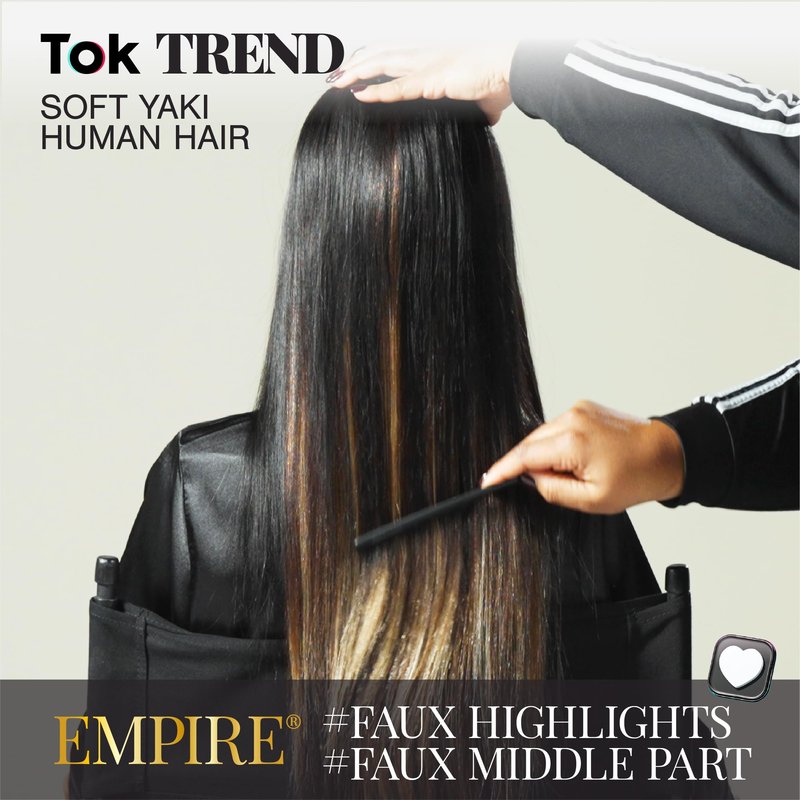 Sensationnel Empire yaki human hair - Tangle Free Weaving for Quick Weave and Sew in Styles for Faux Highlights and Fauxmiddlepart Leave Out - 1 Pack (14 inch, 1B OFFBLACK)