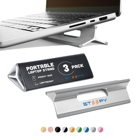 Steepy Portable Laptop Stand for Desk – Adjustable Height, & Portable Laptop Holder – Ergonomic Computer Stand for Cooling & Comfort – Slip-Proof, Sturdy Design – Universal Fit for 13-17 Inch Devices