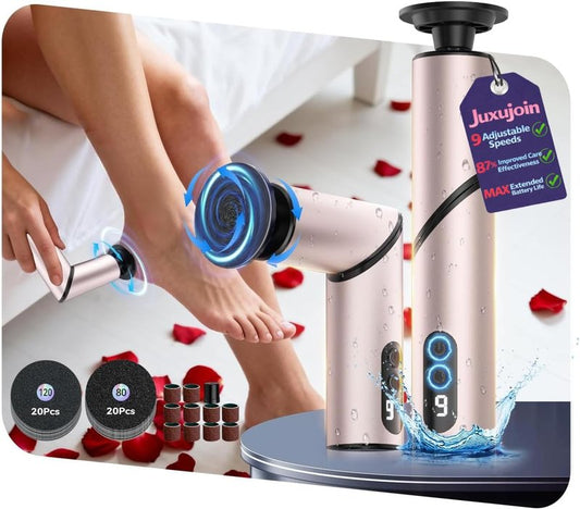 Electric Callus Remover - 5-in-1 Portable Foot Care Device | Removes 99.92% Calluses in 3 Mins, Pink