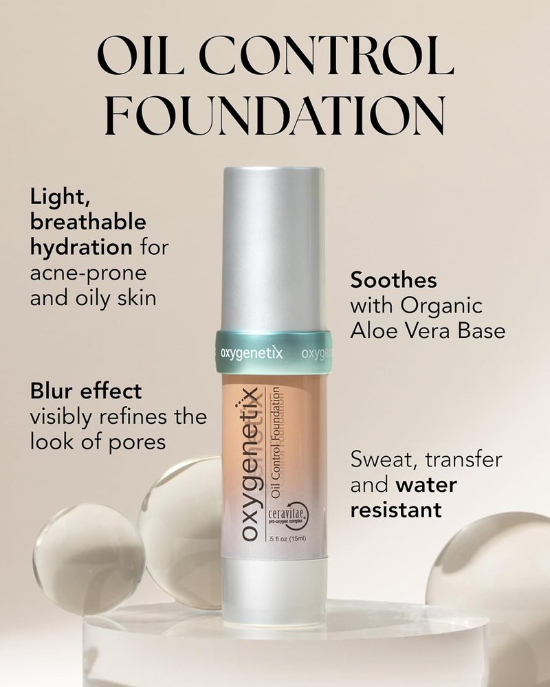 Oxygenetix Oil Control Foundation - Lightweight, Breathable Makeup for Oily Skin | Non-Comedogenic Coverage in Beige