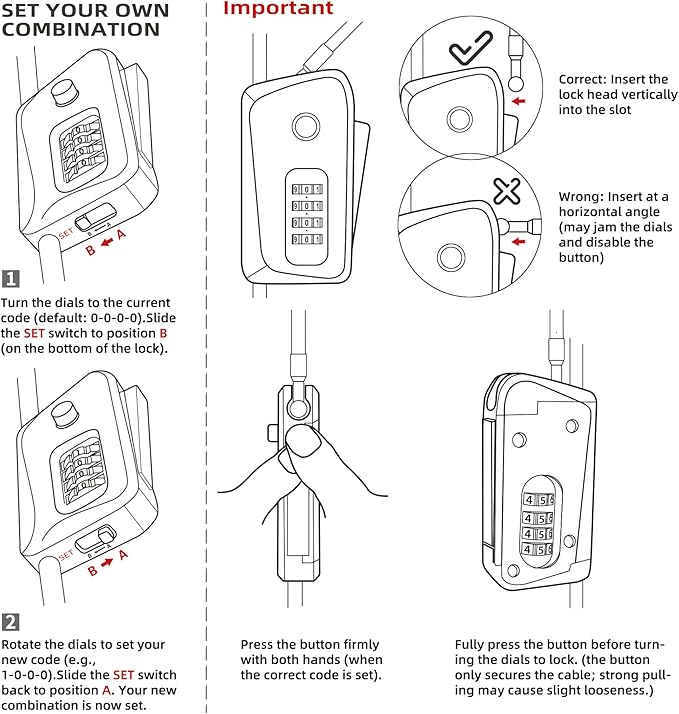 UP Security 6ft Python Cable Lock for Bike, Bicycle, Trail Camera, 4 Digit Combination Lock, Heavy Duty Anti Theft Candado, Adjustable Locking Cable for Trail Cam, Kayak, eBike, Outdoor Equipment