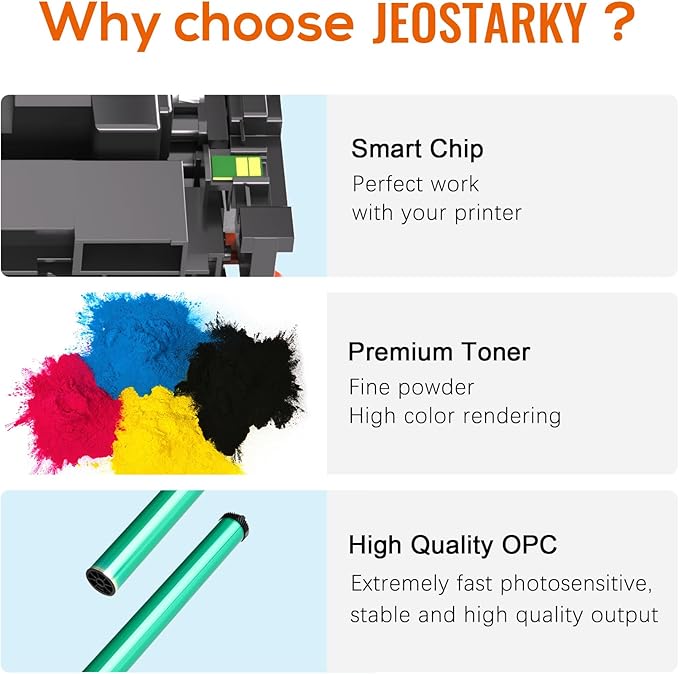 Jeostarky 414a Toner Cartridges 4 Pack Replacement for HP 414a Toner 414X W2020a Compatible with HP Color Laserjet Pro MFP M479fdw M479fdn M454dw M454dn M480f Printer