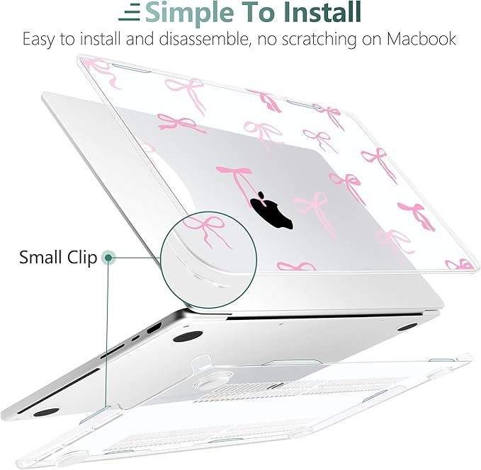 DONGKE Compatible with MacBook Pro 16 Inch Case (2026-2021 Release, M5 M4 M3 M2 M1 Pro/Max Chip), Plastic Hard Shell Cover with Keyboard Cover & Screen Protector for MacBook Pro 16", Pink Bows