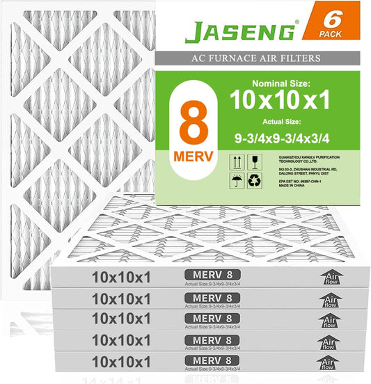 MERV 8 10x10x1 Furnace Air Filters by [Brand Name] - 6 Pack HVAC Replacement | High-Performance Filtration