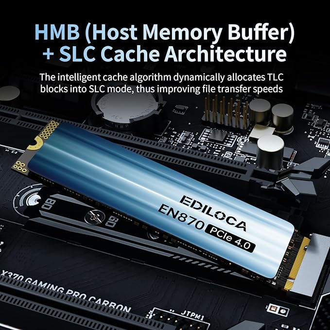 Ediloca 4TB SSD NVMe M.2 2280 PCIe Gen4 x4 Internal Solid State Drive - Up to 7300MB/s, 4TB SSD PS5 Dynamic SLC Cache, PS5 Compatible for Gaming PC Laptop(EN870)