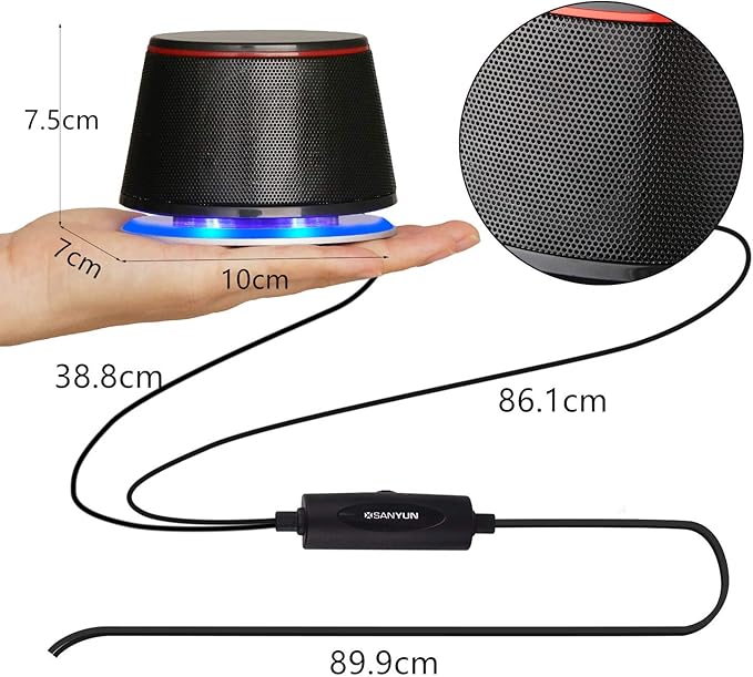 Sanyun SW102 Computer Speakers, 5Wx2, Deep Bass from Compact Cabinet, Stereo 2.0 USB Powered 3.5mm Aux Multimedia Speakers, Built-in Passive Bass Radiators, PC Laptop Desktop Speakers, Black