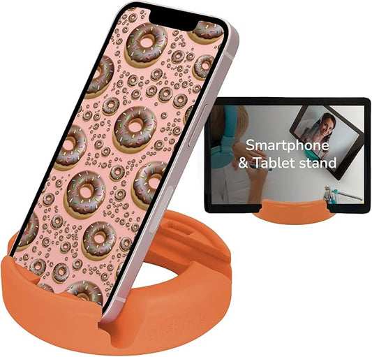 GoDonut Original – Smartphone and Tablet Stand – Compatible with Devices UP to 0.5" Thick Including Protective Cases - for use at Work, at Home, Travel and on-the-go – Orange
