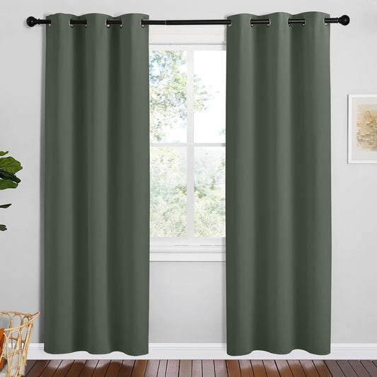 NICETOWN Blackout Curtain Panels - Dark Mallard, Thermal Insulated Grommet Drapes | 42x78 Inches for Dining Room