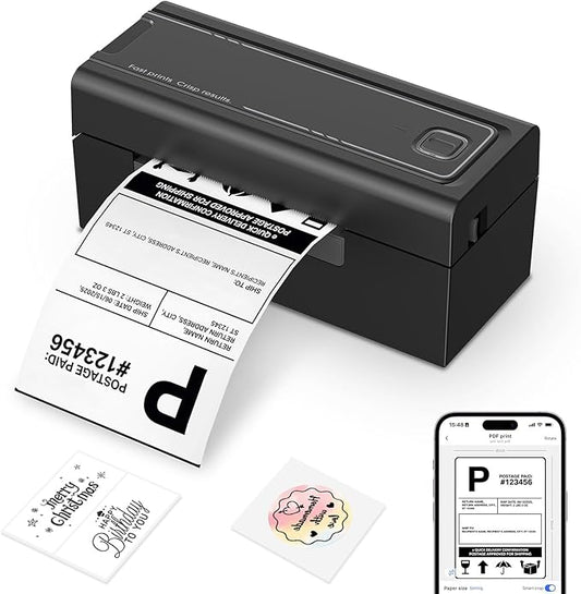 Hoorola Bluetooth Thermal Label Printer, Wireless 4x6 Shipping Label Printer for Small Business & Shipping Packages, Support iPhone, Android, Windows, macOS, Work for Amazon, Shopify, Etsy, USPS