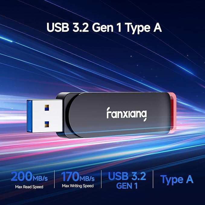 fanxiang 2 Pack 128GB USB Flash Drive, Metal Thumb Drives, USB 3.2 Up to 200MB/s Type A Memory Stick for Storage and Backup, F309