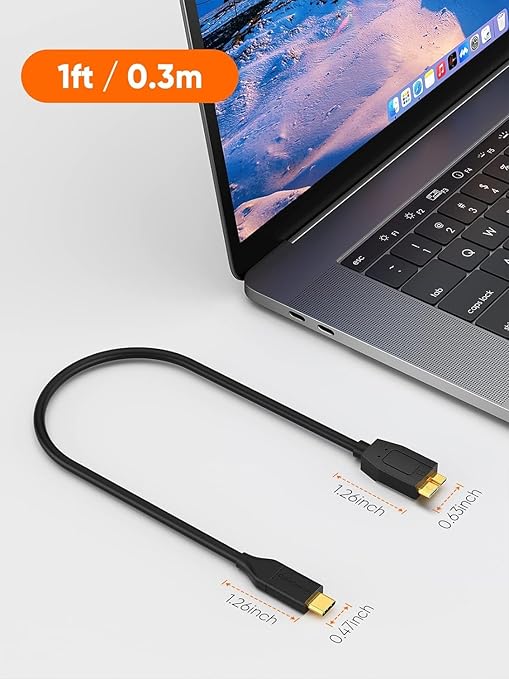 CableCreation USB C to Micro B Short Cable 1FT *2, 10G Micro B to USB C External Hard Drive Cable for iPhone 15/16/17,Samsung Galaxy S24,Seagate WD Westgate My Passport,MacBook Pro/Air, iPad/Tablet