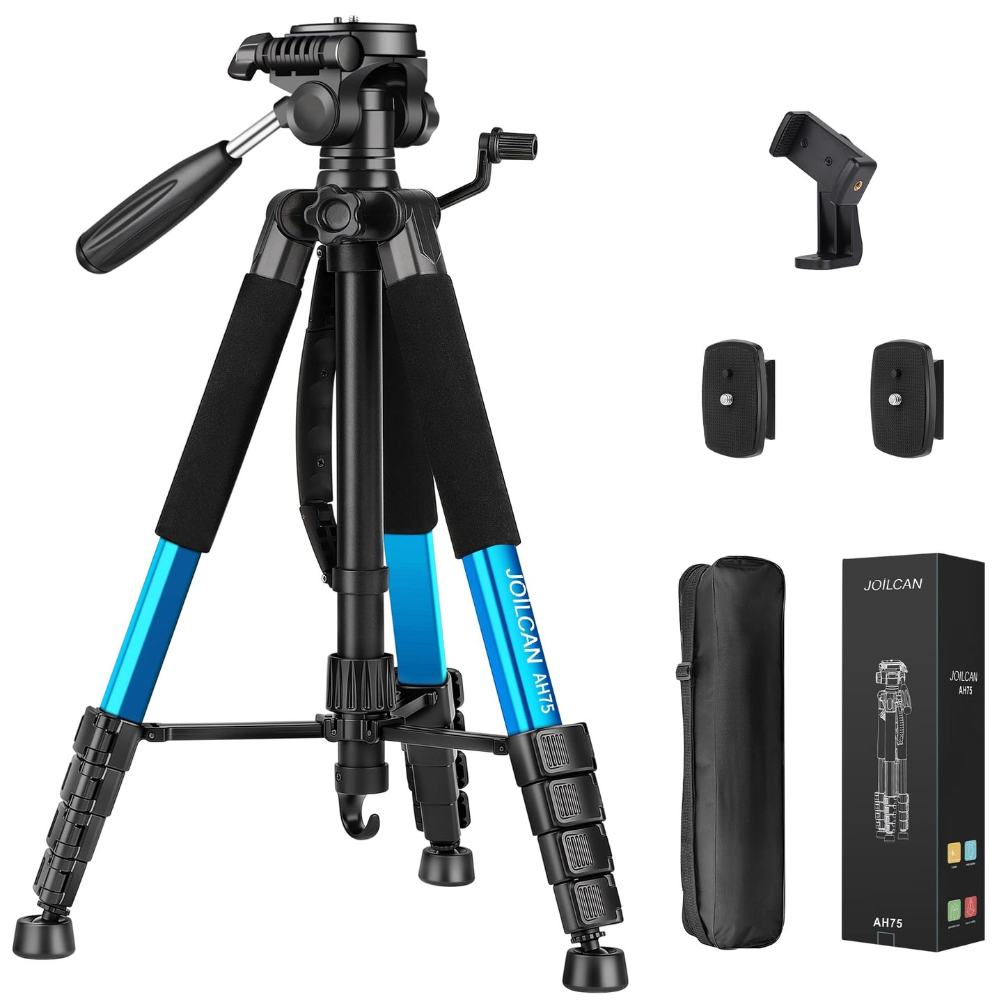 JOILCAN Tripod Camera Tripods, 74" Tripod for Camera Cell Phone Video Recording, Heavy Duty Tall Camera Tripod Stand, Professional Travel DSLR Tripods Compatible with Canon iPhone, Max Load 15 LB