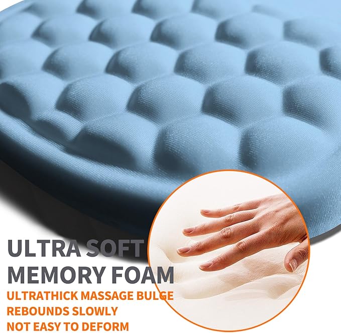 Armanza Ergonomic Joint Wrist Support Mouse Pad with Memory Foam Cushion Massage Bump, Carpal Tunnel Pain Relief Mousepad Slope Design for Wrist Rest, 11.8x7.9 in, LightSkyBlue