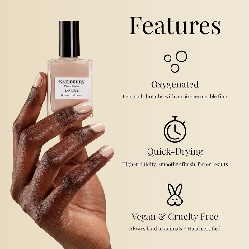 Nailberry L'Oxygéné Oxygenated Nail Lacquer - Vintage Pink Semi-Sheer Polish | UV Protected, 12-Free, Vegan, 15 ml