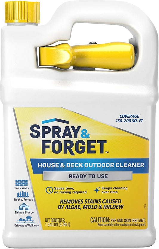 Spray & Forget Ready-to-Use House & Deck Outdoor Cleaner - Nested Trigger Spray Bottle - 1 Gallon