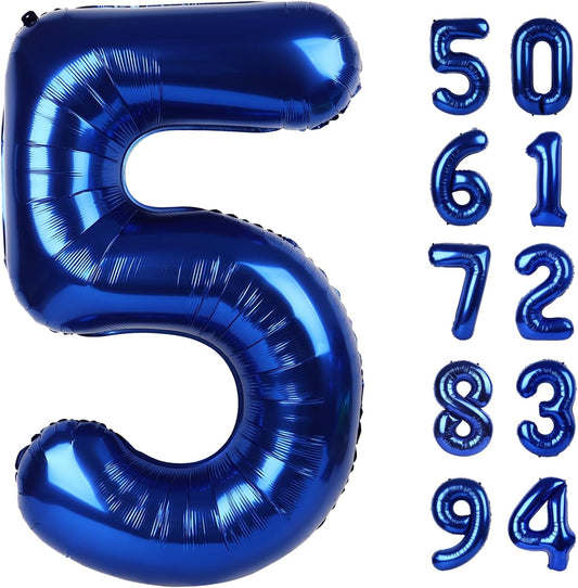 Night Blue Number 5 Balloon - 40 Inch Birthday Decoration for 5th Birthday Party Supplies