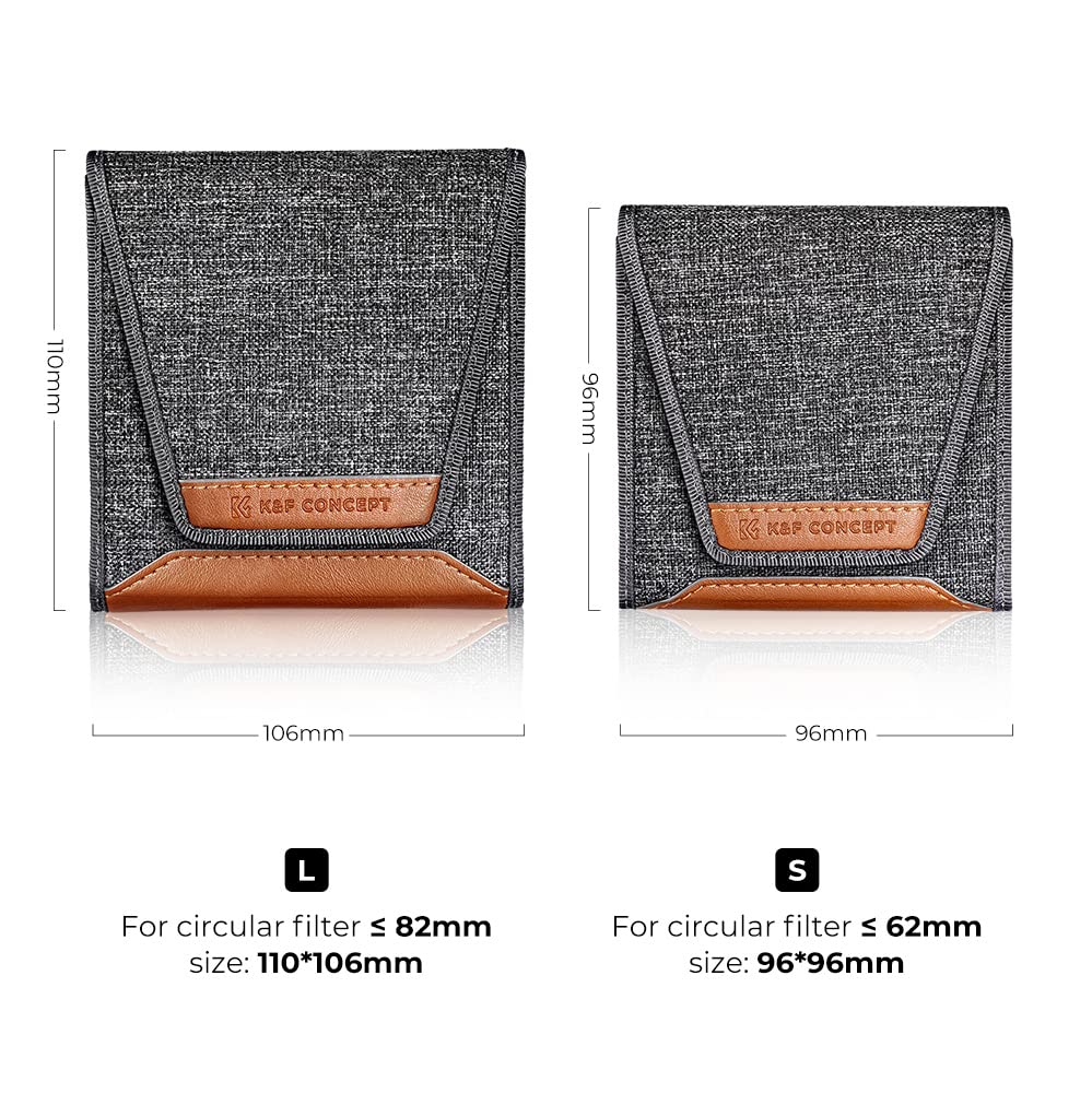 K&F CONCEPT Lens Filter Pouch, Lens Filter Case 3 Pocket Professional Photography Filter Holder Belt Bag Pouch Water-Resistant and Dustproof for Filter Up to 82mm