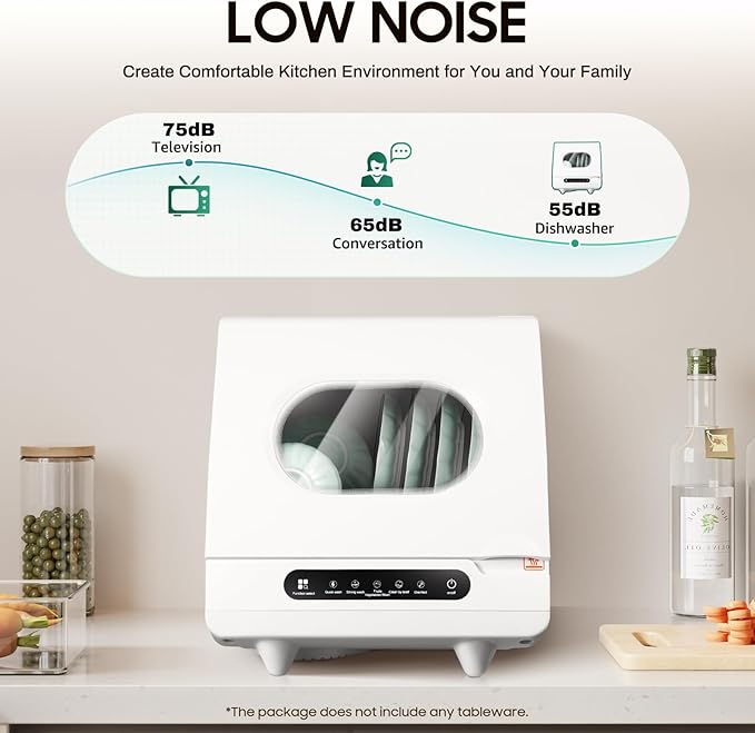 800W Countertop Dishwasher 5 Washing Program with 360°Dual Spray Leak-Proof Dry Portable Dishwasher Compact & Convenient Mini Dishwasher for Kitchen,Office,RV (800W-15.6 * 15.4 * 16.9in)