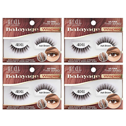 Ardell Balayage Wispies False Eyelashes - Ash Brown, False Lashes Natural Wispy Lashes with Ultra Thin Band for Gradient Lash Effect, 4 Pack