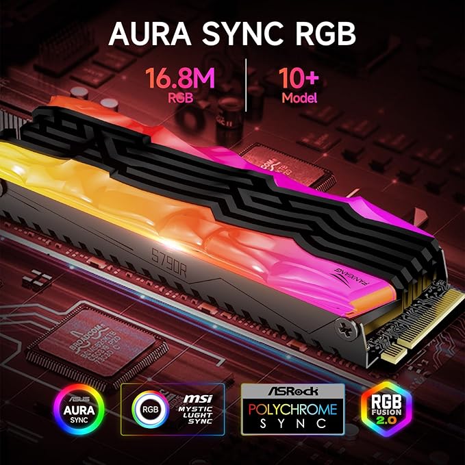 fanxiang S790R 2TB NVMe M.2 SSD PCIe 4.0 x4, Internal Solid State Drive with RGB Heatsink, Up to 7450MB/s, 3D NAND TLC, PS5 Compatible, Ideal for Gaming, Creators & Professionals