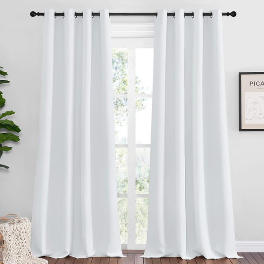 NICETOWN Room Darkening Curtain Panels - Thermal Insulated | 55" W x 108" L | Greyish White, Perfect for Bedrooms & Nurseries