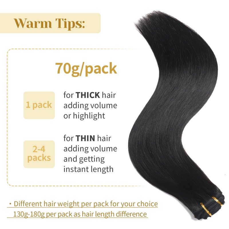 Mocona Clip in Hair Extensions Real Human Hair, Natural Black–18 Inch 7pcs 70g/Pack, Soft Remy Human Hair Clip in Extensions Straight for Women, Capable for all Occasions (#1B 18 Inch)