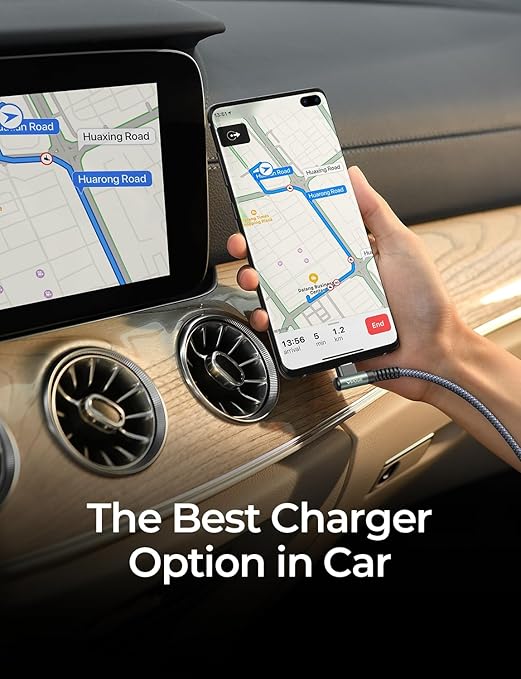 AINOPE USB A to USB C Cable Short 3. 3FT 2-Pack Right Angle Fast Charging & Data Sync Nylon Braided Carplay Android Auto Car Charger Cord for iPhone 17 16 15 Samsung Galaxy iPad Pro Air Android Phones