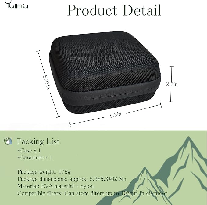 Yullmu Hard Shell Camera Filter Case Camera Filter Accessories and Storage Suitable for 6 circular filters with a maximum diameter of 95mm Microfiber-Lined Pockets